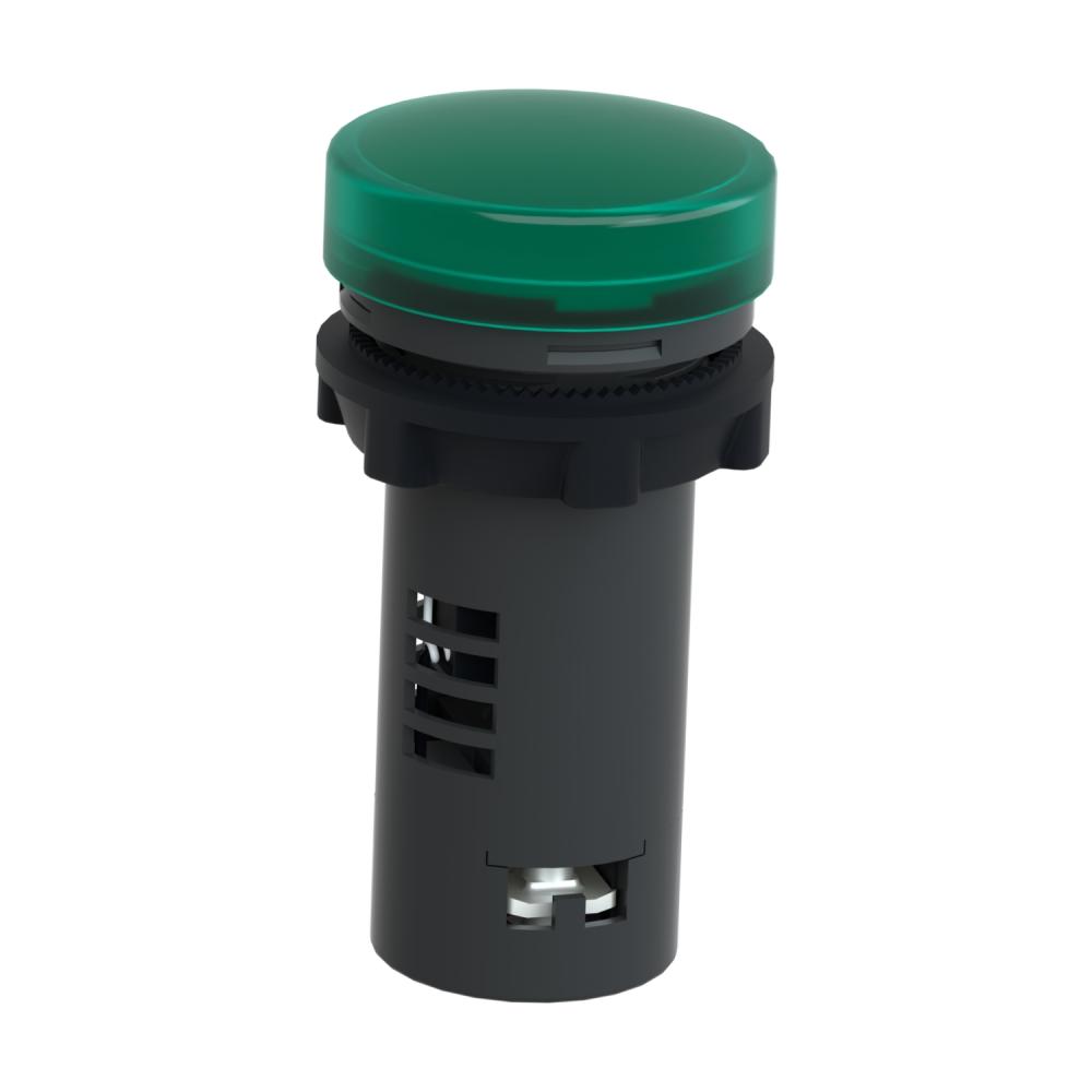 Round Pilot Light Ø 22 - Green - Integral LED - 220 V AC - Screw Clamp Terminals