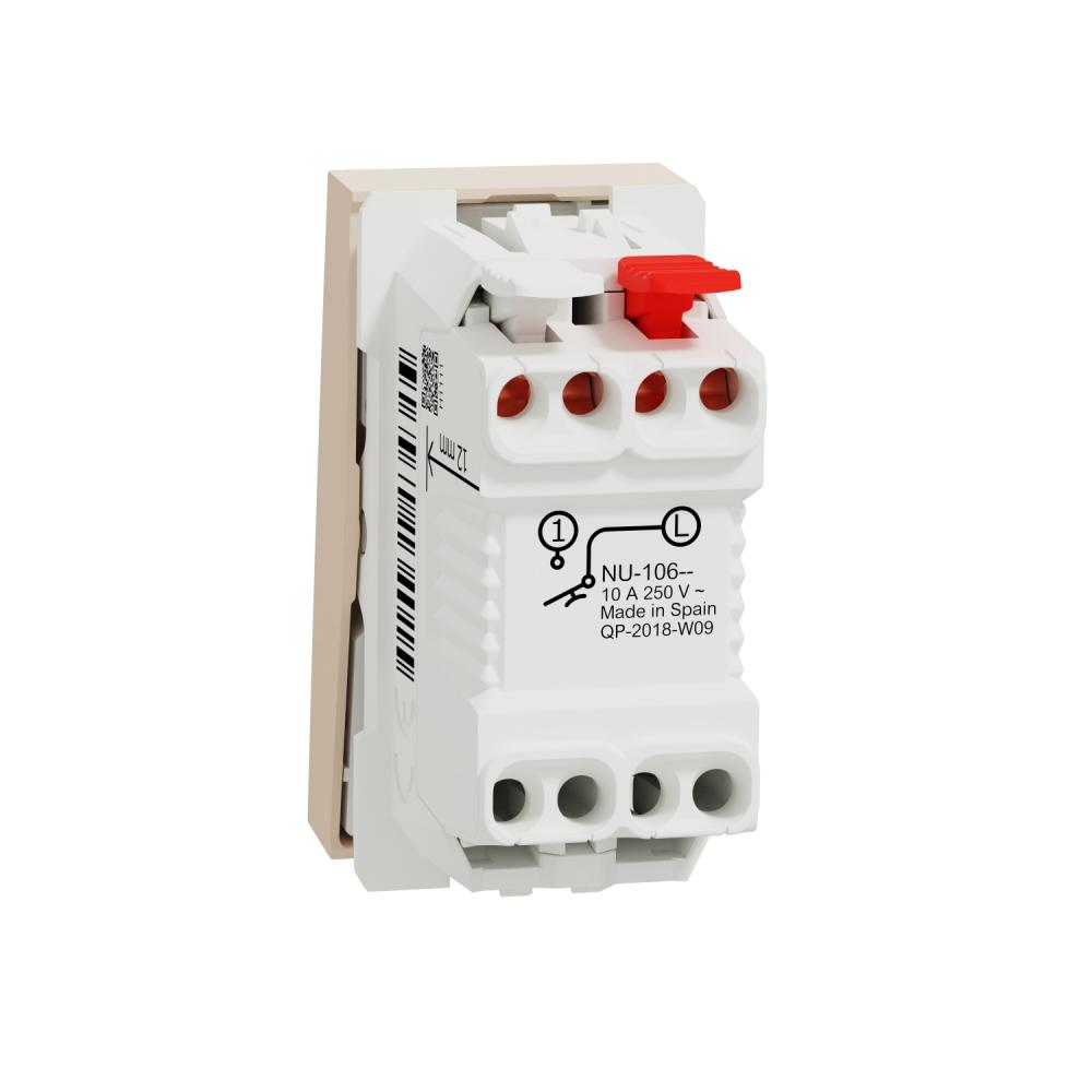 Pushbutton switch, New Unica, location lamp, 10 A, 1 module, beige
