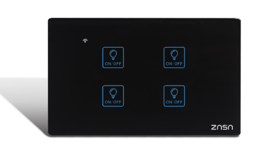 WIFI Smart Touch wall Switch 4 Gang 10A Black