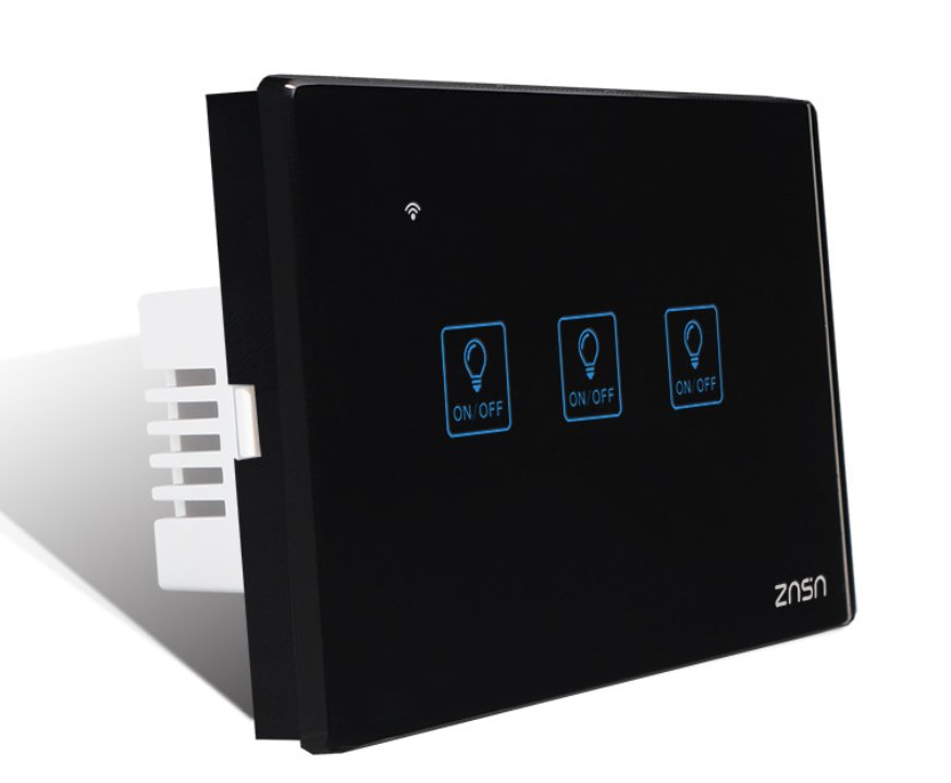 WIFI Smart Touch wall Switch 3 Gang 10A Black