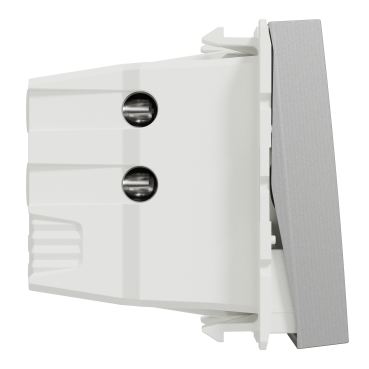 32A double pole one way with lamp - Aluminium