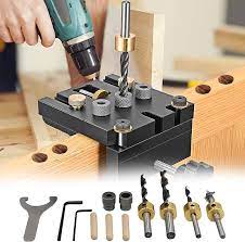 3 in 1 Dowel Jig Drill Kit Woodworking Dowel Drilling Guide Set with 8/10/15mm Hole Dowel Pins