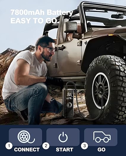 7800 mAh PSI 150 كمبروسر هواء محمول ديجيتال12 فولت