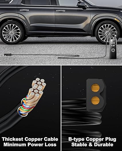 7800 mAh PSI 150 كمبروسر هواء محمول ديجيتال12 فولت