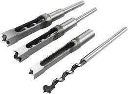 Square Hole Drill Bits For Wood, Woodworking Hole Saw Mortising Chisel Drill Bits 4 Pcs (Size: 1/4“, 5/16”, 3/8“, 1/2”) with wooden box