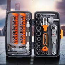 Ratchet Screwdriver With 1/4" Drive, Socket Wrench And Bits Set Tool 38 Pcs