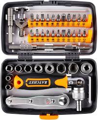 Ratchet Screwdriver With 1/4" Drive, Socket Wrench And Bits Set Tool 38 Pcs