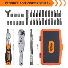 Ratchet Screwdriver With 1/4" Drive, Socket Wrench And Bits Set Tool 38 Pcs