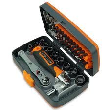 Ratchet Screwdriver With 1/4" Drive, Socket Wrench And Bits Set Tool 38 Pcs
