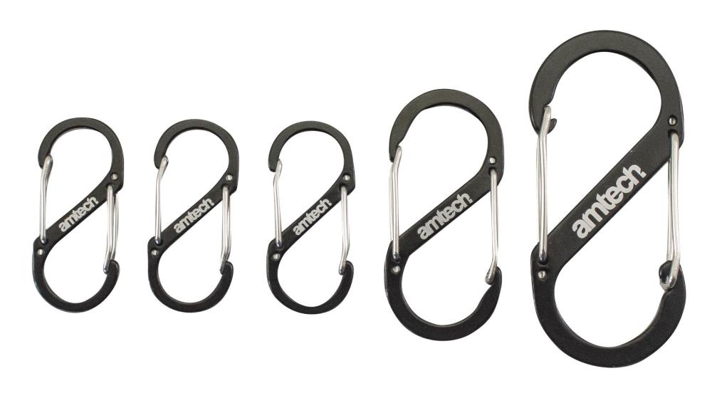 5 piece dual buckle carabiner set