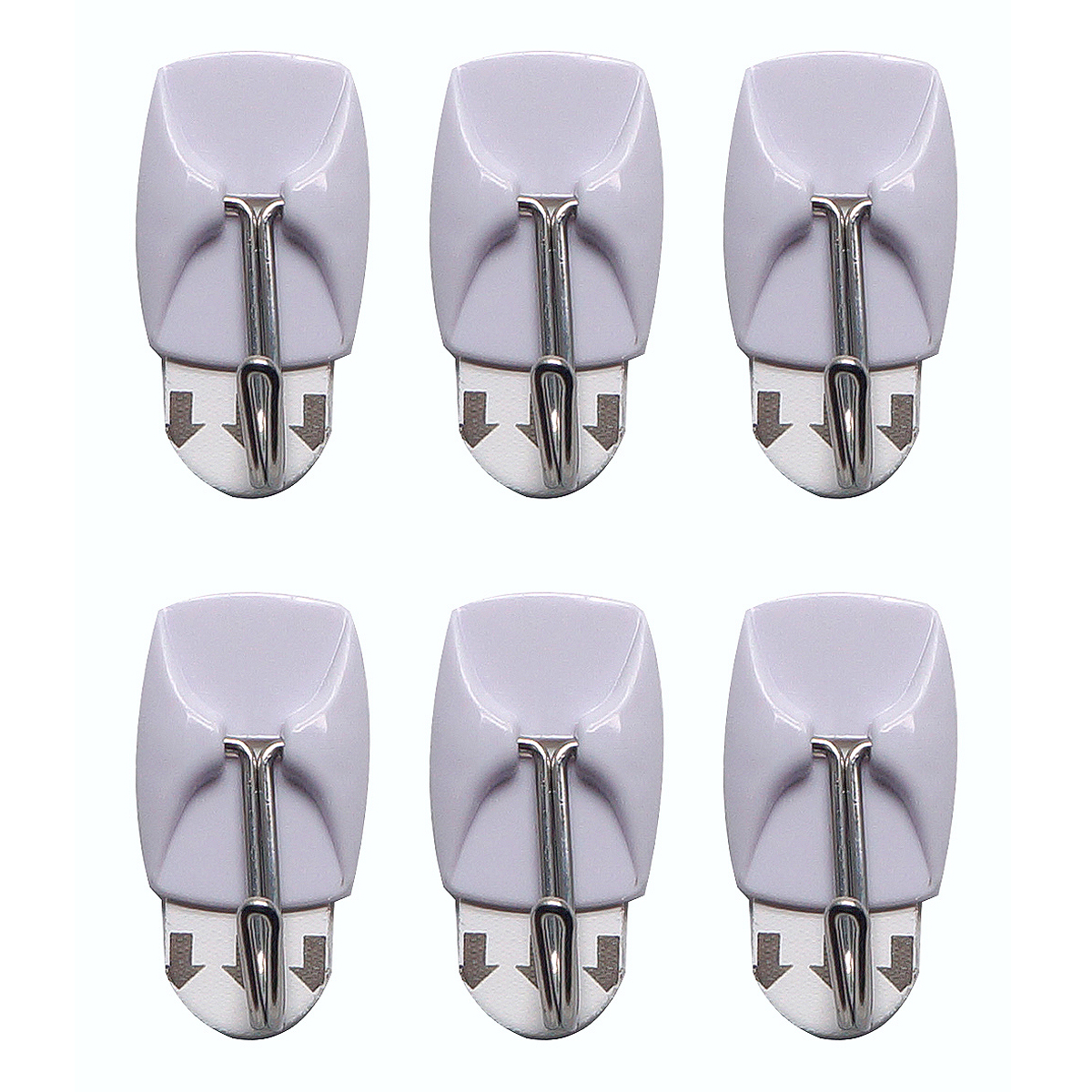 6 Piece small, removable self-adhesive metal hook set (2.1cm x 3cm)