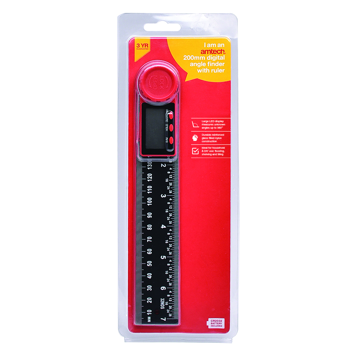 مكتشف زاوية رقمي مع مسطرة 8"