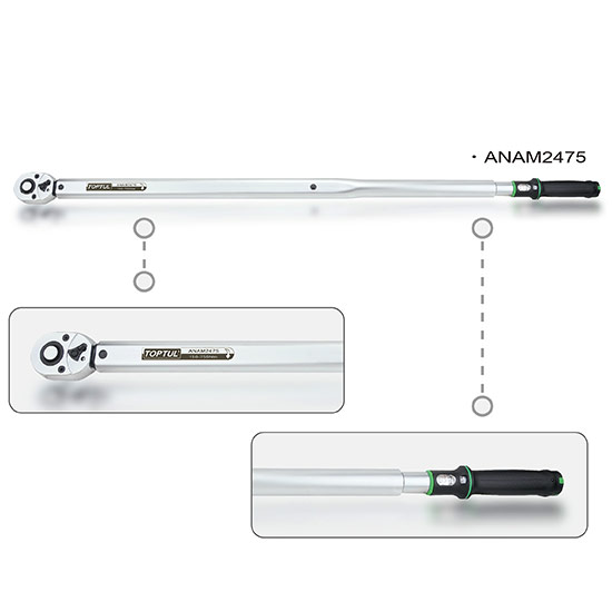 Micrometer Adjustable Torque Wrench 1/2" 40-200 Nm TopTul