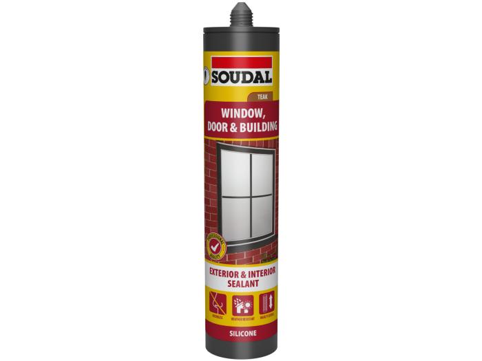 Soudal Window, Door & Building Silicone Sealant - TEAK (290ml)