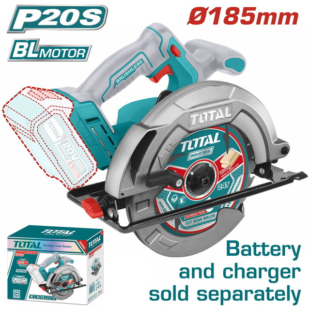 TOTAL Brushless Circular Saw 20V 185mm Without Battery And Charger