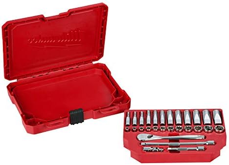 Milwaukee 1/4in Ratcheting Socket Set Metric, 28 Piece, Red