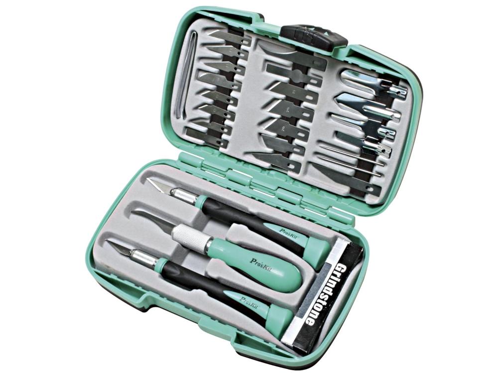 Pro'sKit Steel Knife Chisel Craft Carving Tool Paper Cutting 30pcs Set