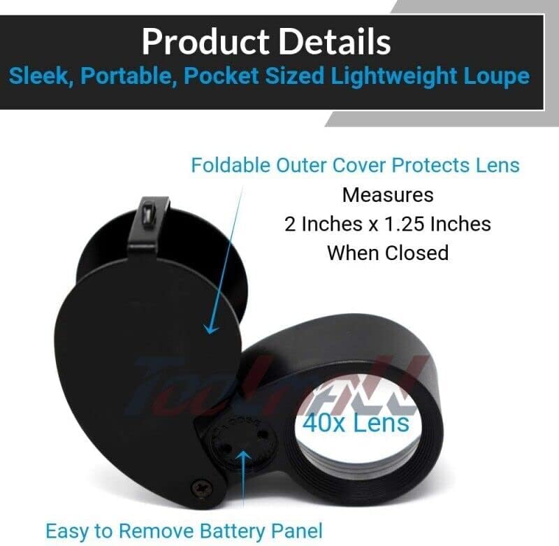 Illuminated Magnifier 40X 25mm Jeweler LED Lighted Loupe Loop With Case US