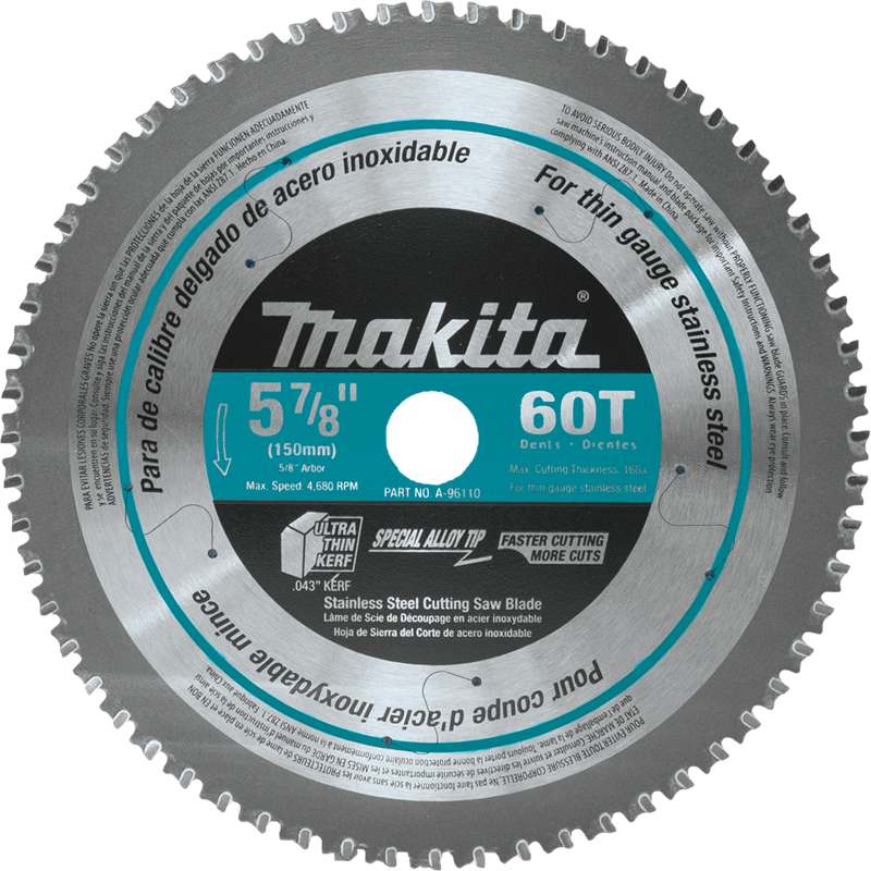 Makita Stainless Steel Carbide-Tipped Saw Blade, 5-7/8"