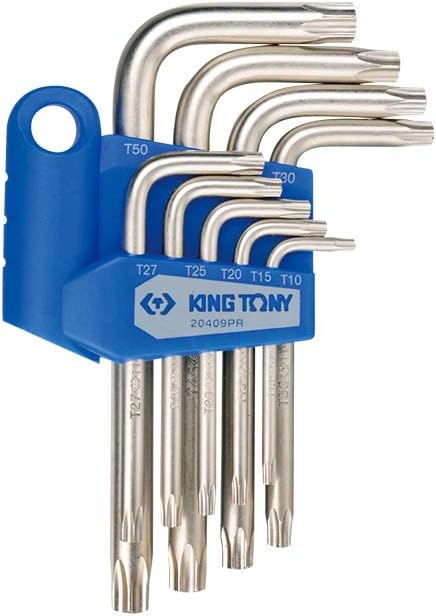 KING TONY 20409PR Star Alloy Steel L - Wrench Set, Standard Type, T10H - T50H Size, 9 Piece