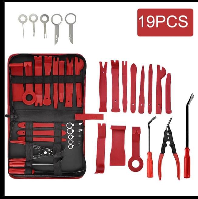 19Pcs Trim Removal Tool,Car Panel Door Audio Trim Removal Tool Kit, Auto Clip Pliers Fastener Remover Pry Tool Set with Storage Bag