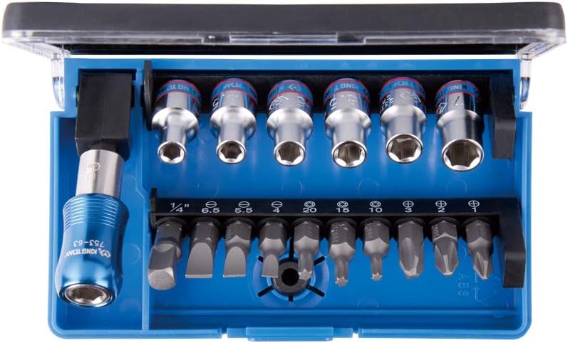 King Tony 2517mr 1/4" Drive 6 Point Socket Wrench Set+ Bits, 17 Piece