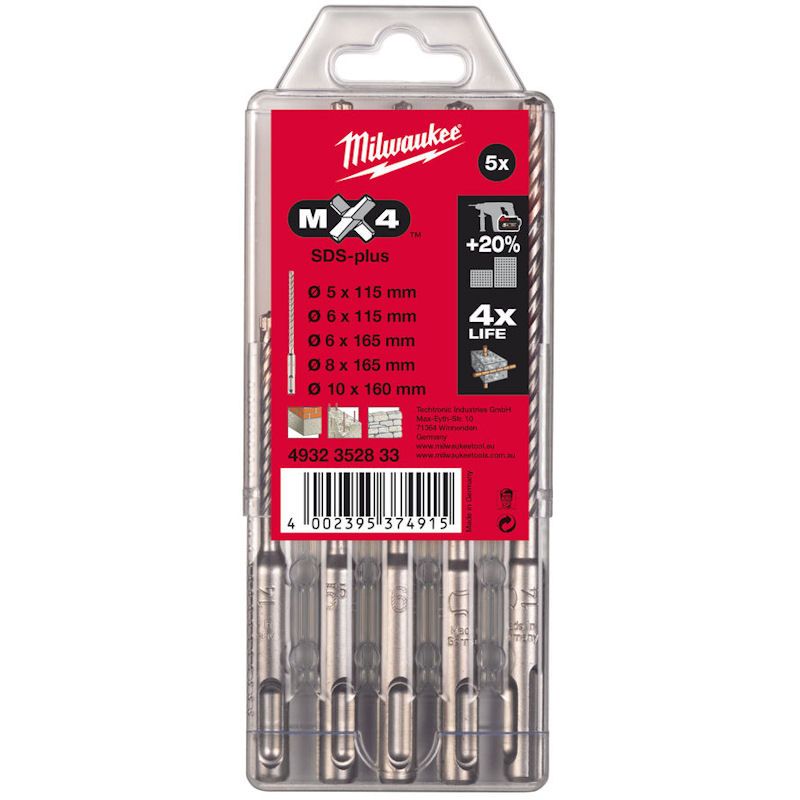 Milwaukee Hard Metal Hammer Drill Set 5-10