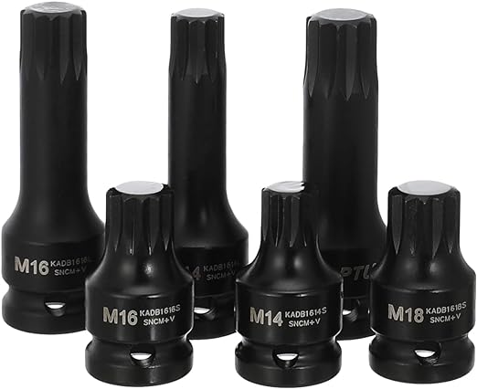6PCS 1/2" DR. Spline Bit Impact Socket Set