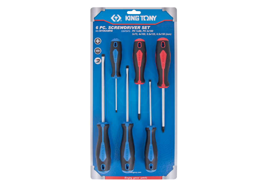King Tony - 6 PC. Standard Screwdriver Set - 30116AMRB