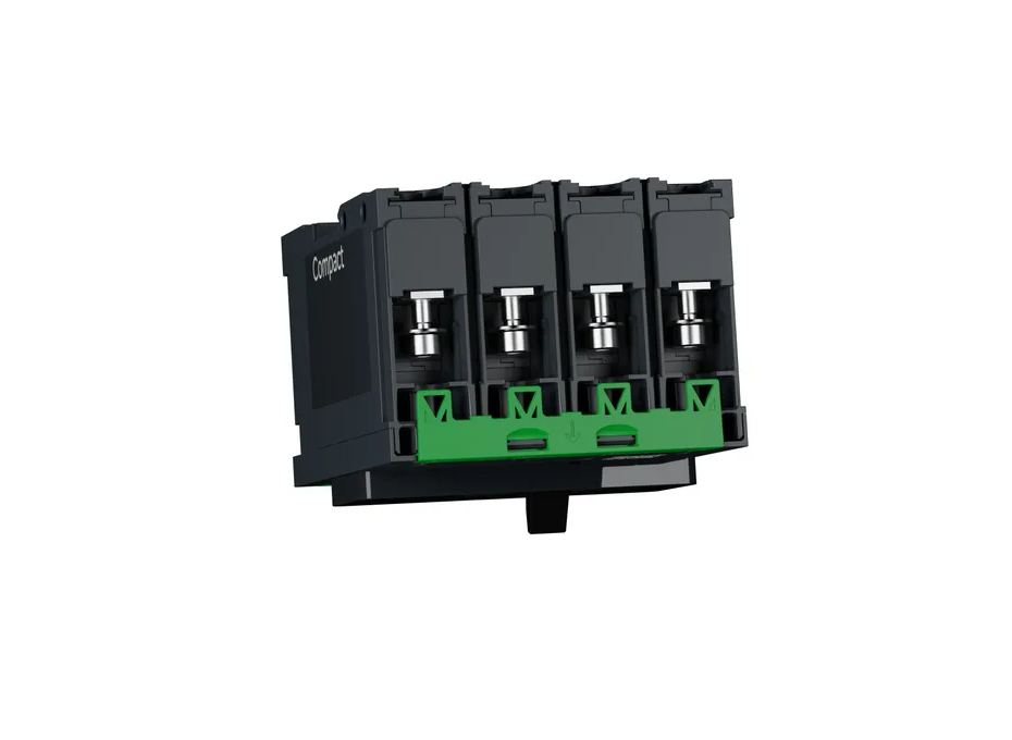 circuit breaker ComPact NSXm N (50 kA at 415 VAC), 4P 3d, 100 A rating TMD trip unit, compression lugs and busbar connectors
