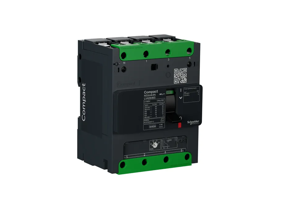 Circuit Breaker ComPact NSXm N (50 KA At 415 VAC), 4P 3d, 63 A Rating TMD Trip Unit, Compression Lugs And Busbar Connectors