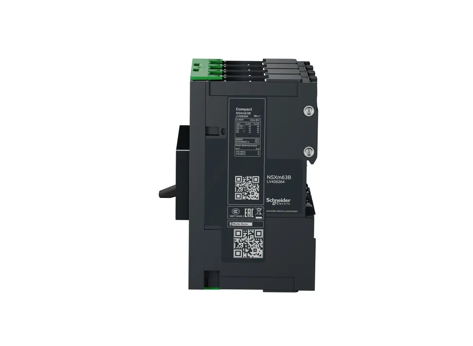 Circuit Breaker ComPact NSXm B (25 KA At 415 VAC), 4P 3d, 50 A Rating TMD Trip Unit, Compression Lugs And Busbar Connectors