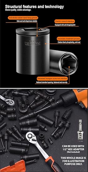 HARDEN Impact Socket 1/2 -10 PCS