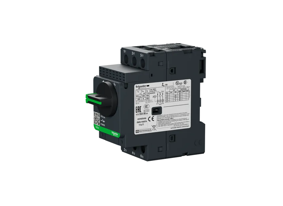 Motor Circuit Breaker, TeSys GV2, 3P, 4 A, Magnetic, Rotary Handle, Screw Clamp Terminals