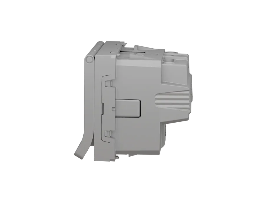 German Socket 2P+E with lid shutt screw - white