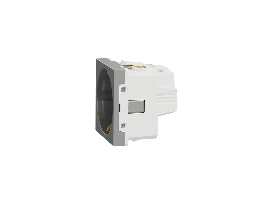 German Socket 2P+E 16A shuttered screw - Aluminium