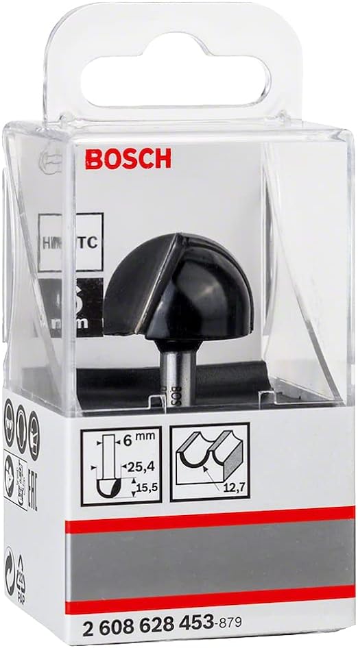 Bosch Concave Milling Cutter 6 Mm R1 12.7 Mm D 25.4 Mm L 15.6 Mm G 49 Mm