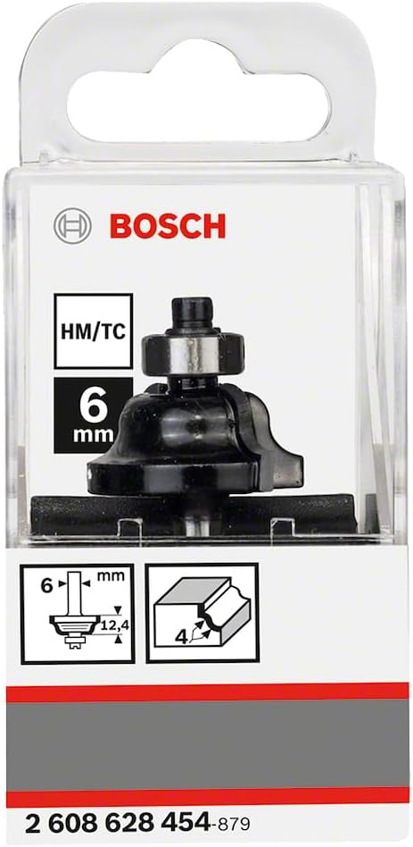 Bosch Profile Milling Cutter, 6 Mm, R1 4 Mm, D1 28.6 Mm, W 8 Mm, L 12.4 Mm, G 54 Mm