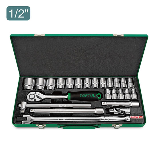 TopTul 1/2" DR. Socket Set - Satin 24PCS  GCAD2403