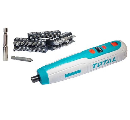 Total Cordless Screwdriver 4 Volt With 46 Screwdriver Bits