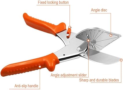 Miter Shear Cutter, Quarter Round Cutter Cutting Tool 45-135 Degree Adjustable Angle Scissors Trim Shears For Cutting Soft Wood, Plastic, PVC And More