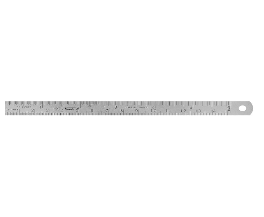 Flex. Steel Rule 150x13x0.5mm, inox, satin, graduation inch/mm Reading From Left To Right