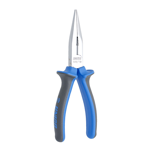 Long nose pliers with side cutter and pipe grip, straight 200mm