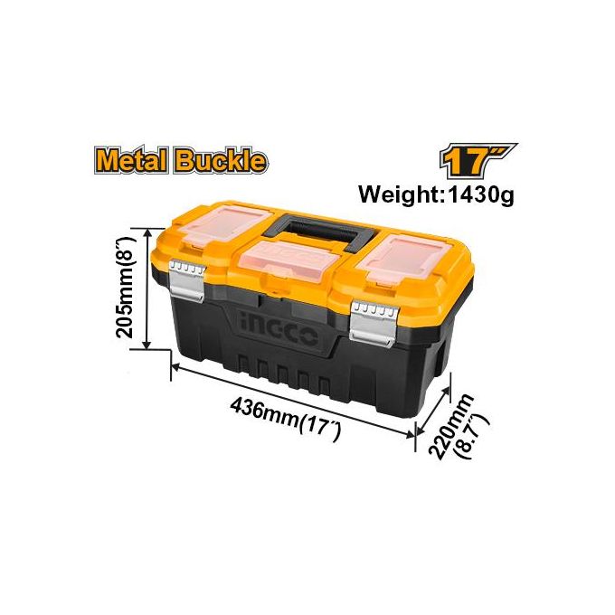 شنطة ادوات بلاستيك 17 بوصة بقفل معدن من انجكو