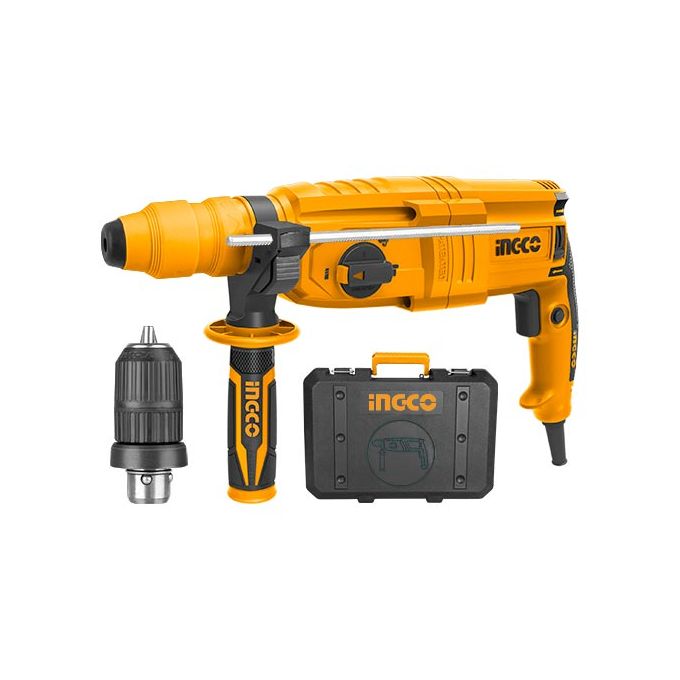 INGCO Rotary Hammer 26mm 800watt with Bag and Interchangeable Chuck ( RGH9028-2)