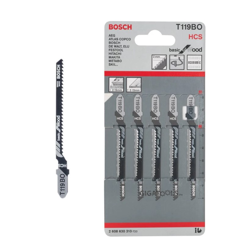 Bosch Jigsaw Blades T T119 BO for wood Curve & Fine cut 5 Pcs