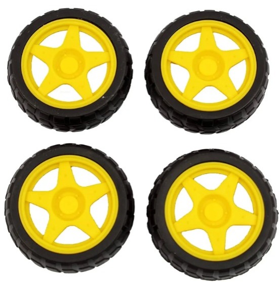 Wheel Yellow For Robot 65mm Rubber