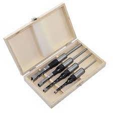 Square Hole Drill Bits For Wood, Woodworking Hole Saw Mortising Chisel Drill Bits 4 Pcs (Size: 1/4“, 5/16”, 3/8“, 1/2”) with wooden box