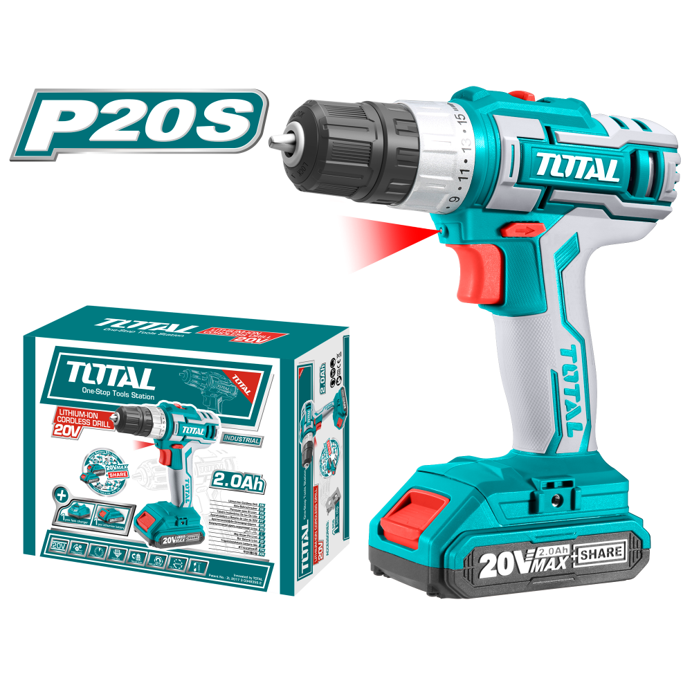 Total Lithium-ion Cordless Drill 20V one battery 2Ah