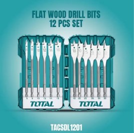 Total 12 Pcs Flat Wood Drill Bits Set